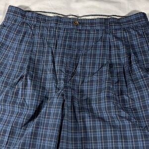 Brooks Brothers mens navy plaid lightweight pleated 8" Bermuda shorts - size 36